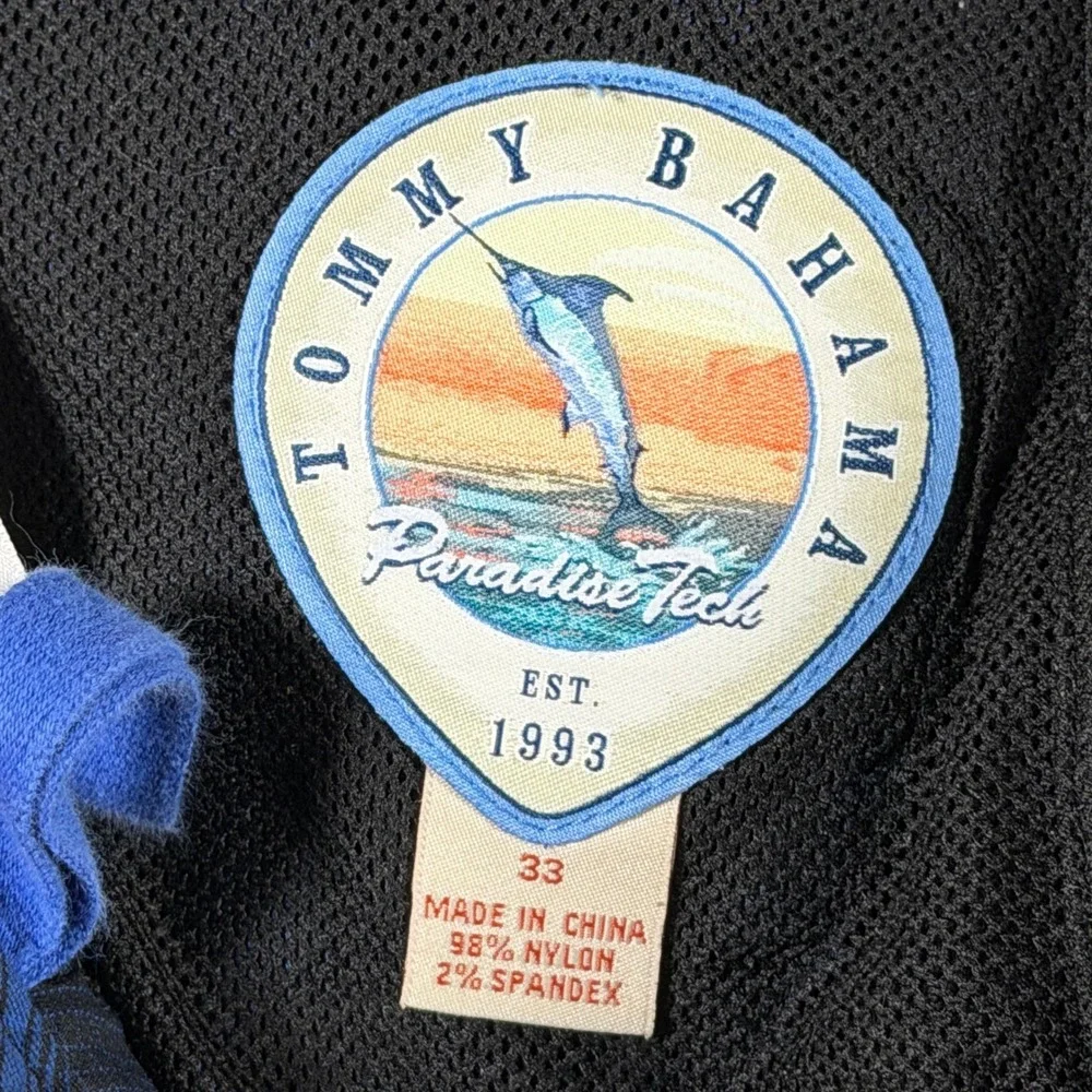 Tommy Bahama Paradise Tech‎ Mens Blue Plaid Performance Shorts Size 33 34x9